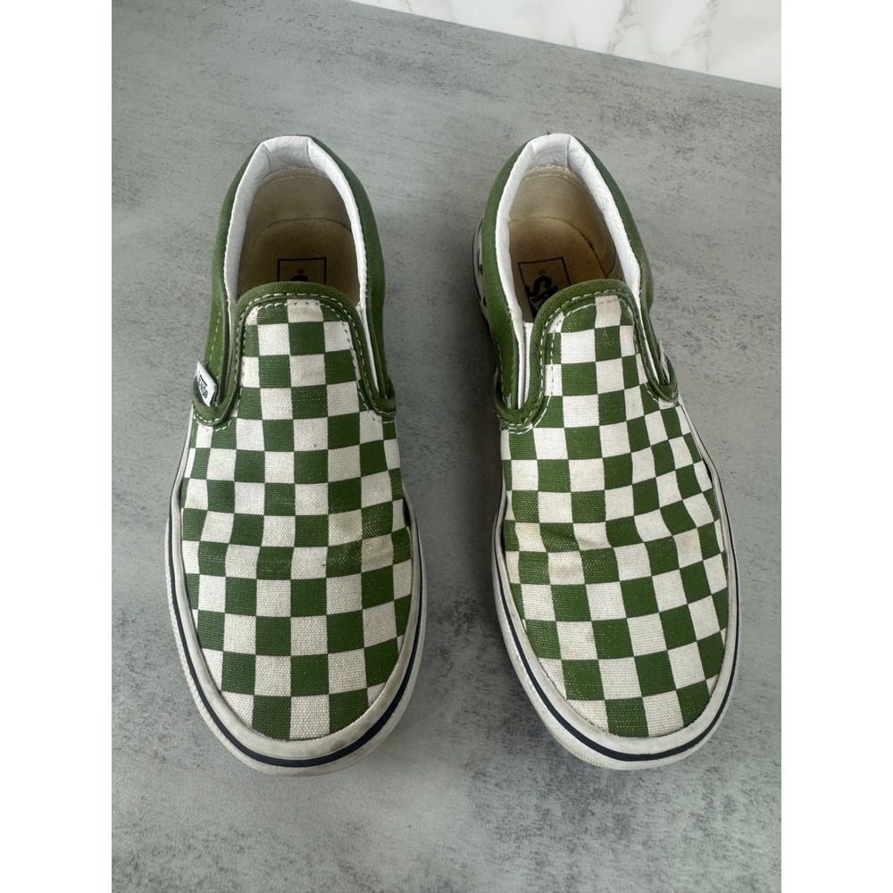 Vans Shoes Kids 13.5 Green Checkerboard Classic Slip-On VN000ZBUEP4 Canvas
